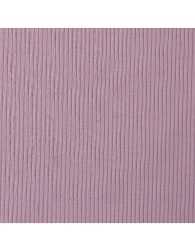 Tecido jersey de algodão malha fina canelada - Lavanda