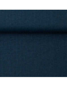 Tecido jersey de algodão malha fina canelada - Azul petróleo 2