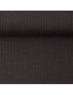 Tecido jersey de algodão malha fina canelada - Cinza antracite 2