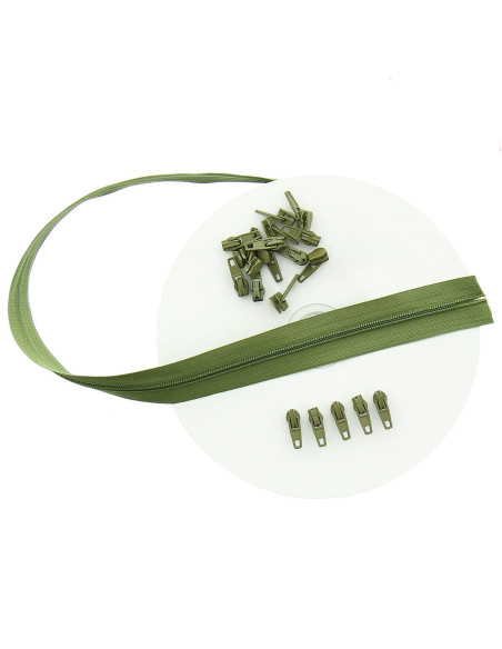 Rolo de 10 metros de fecho de nylon - Verde oliva