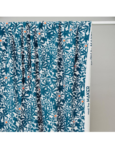 Tecido crepe de viscose Flowery - Azul oceano