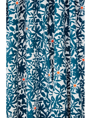 Tecido crepe de viscose Flowery - Azul oceano