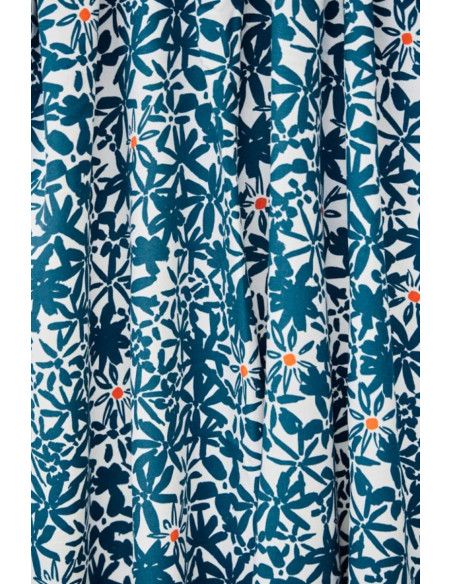 Tecido crepe de viscose Flowery - Azul oceano
