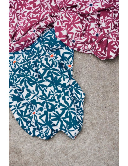 Tecido crepe de viscose Flowery - Azul oceano