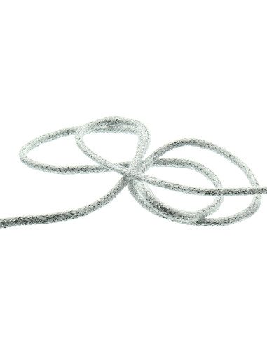 Cordão lurex 2 mm - Branco e prata