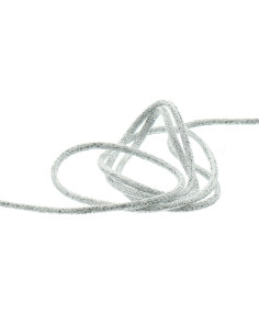Cordão lurex 5 mm - Branco e prata