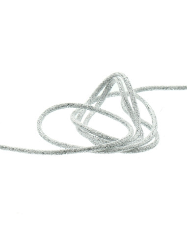 Cordão lurex 5 mm - Branco e prata