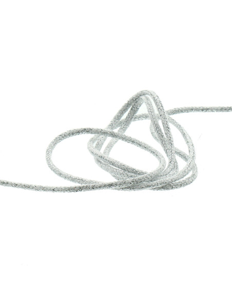 Cordão lurex 5 mm - Branco e prata