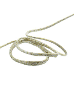 Cordão lurex 5 mm - Branco e dourado