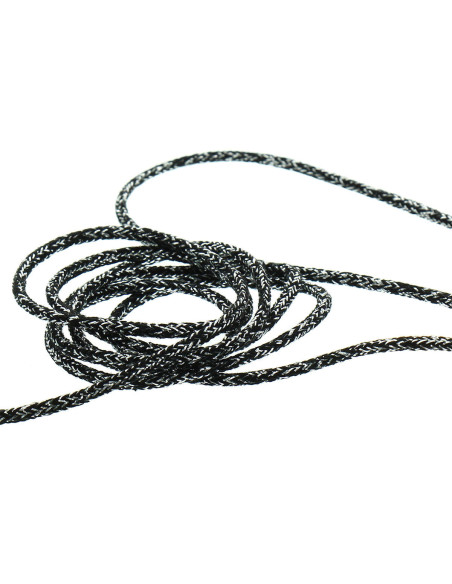 Cordão lurex 5 mm - Preto e prata