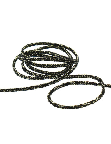 Cordão lurex 5 mm - Preto e dourado