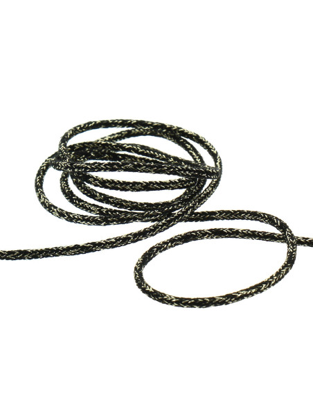 Cordão lurex 5 mm - Preto e dourado