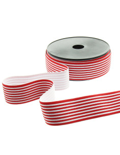 Elástico fantasia riscas finas 40 mm - Vermelho