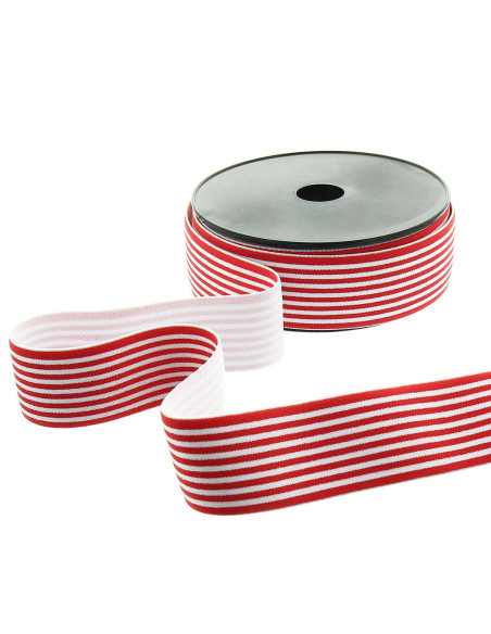 Elástico fantasia riscas finas 40 mm - Vermelho
