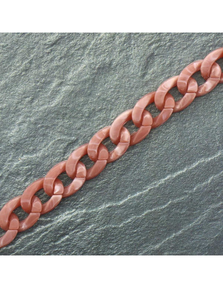 Corrente plana em acrílico 20 mm - Escamas de tartaruga rosa
