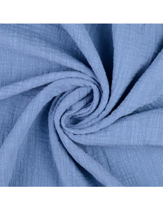 Tecido de gaze dupla de algodão Vintage - Azul jeans