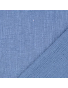 Tecido de gaze dupla de algodão Vintage - Azul jeans 2
