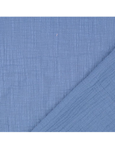 Tecido de gaze dupla de algodão Vintage - Azul jeans