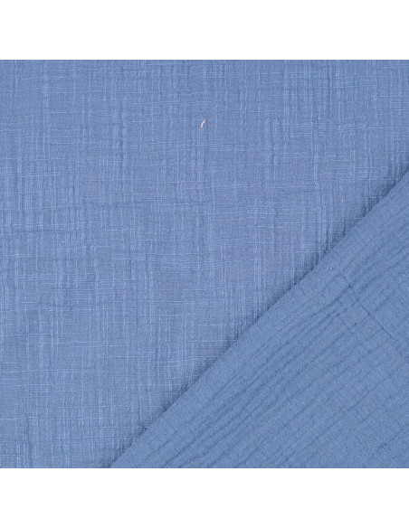 Tecido de gaze dupla de algodão Vintage - Azul jeans