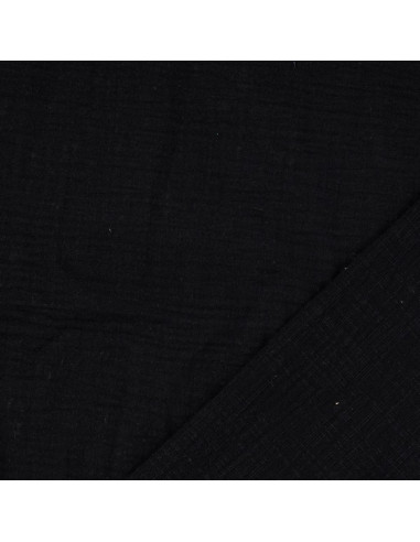 Tecido gaze dupla de algodão Vintage - Preto