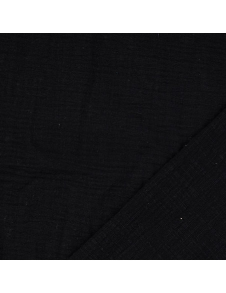 Tecido gaze dupla de algodão Vintage - Preto