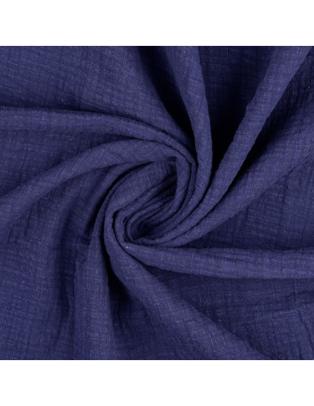 Tecido de gaze dupla de algodão Vintage - Azul marinho