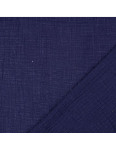 Tecido de gaze dupla de algodão Vintage - Azul marinho 2