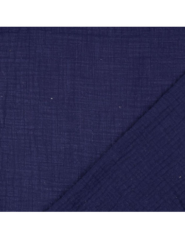 Tecido de gaze dupla de algodão Vintage - Azul marinho