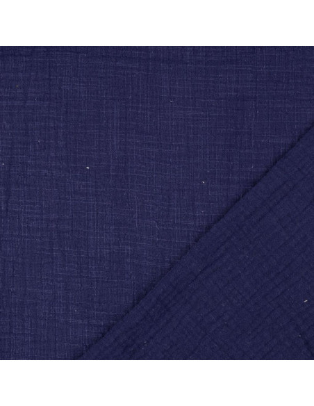 Tecido de gaze dupla de algodão Vintage - Azul marinho