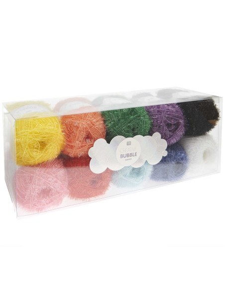Caixa com 10 novelos de fio para crochê Creative Bubble - Rainbow