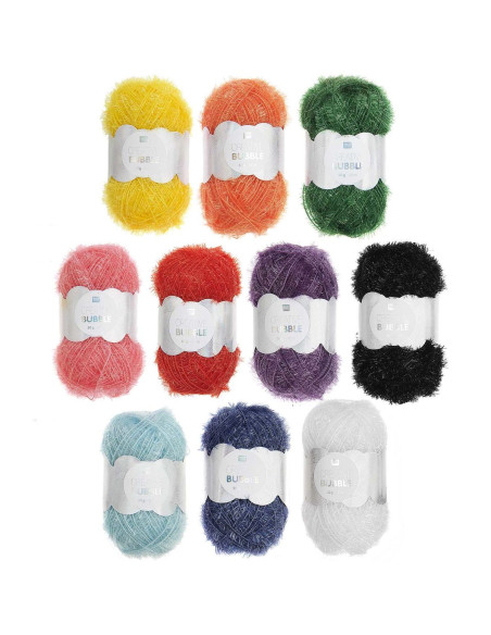 Caixa com 10 novelos de fio para crochê Creative Bubble - Rainbow