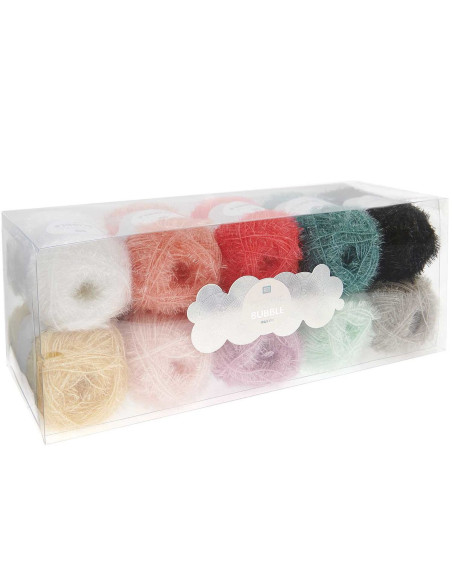 Caixa com 10 novelos de fio para crochê Creative Bubble - Pastel
