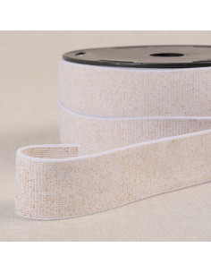 Boxer elástico com lantejoulas - Branco e dourado