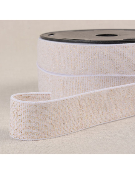 Boxer elástico com lantejoulas - Branco e dourado