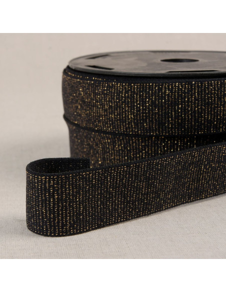 Boxer elástico com lantejoulas - Preto e dourado