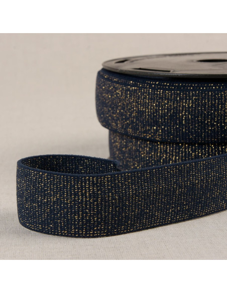 Boxer elástico com lantejoulas - Azul-marinho e dourado