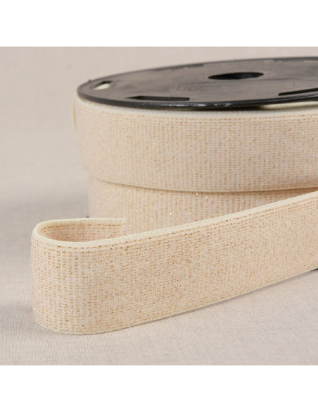 Boxer elástico com lantejoulas - Cru e dourado