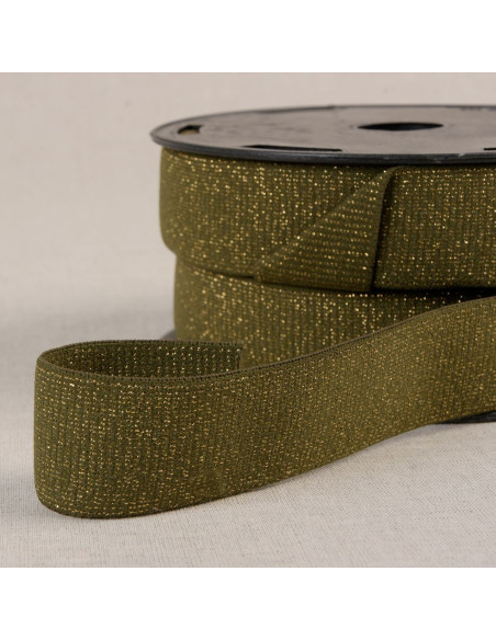 Boxer elástico com lantejoulas - Cáqui e dourado