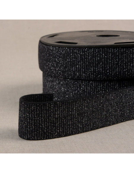 Boxer elástico com lantejoulas - Preto e prata