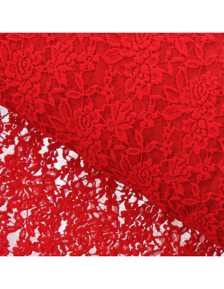 Tecido de renda elástica Glamour - Vermelho