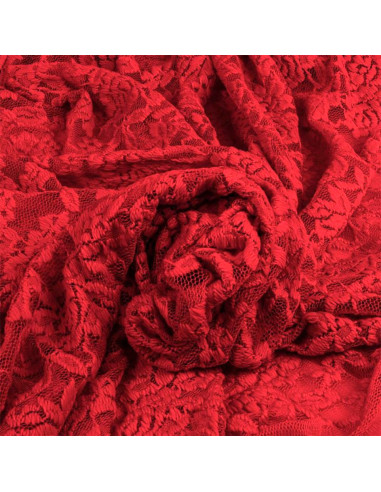 Tecido de renda elástica Glamour - Vermelho