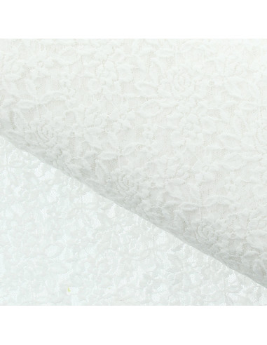 Tecido de renda elástica Glamour - Branco