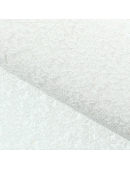 Tecido de renda elástica Glamour - Branco