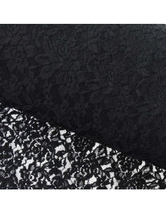 Tecido de renda elástica Glamour - Preto