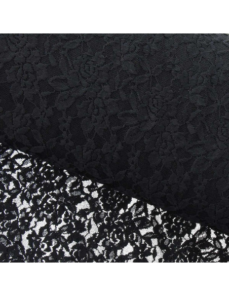 Tecido de renda elástica Glamour - Preto