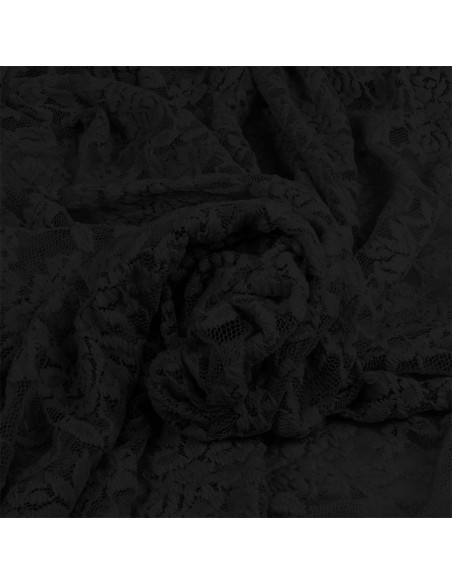 Tecido de renda elástica Glamour - Preto