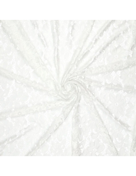 Tecido guipura elástico Bloom - Branco