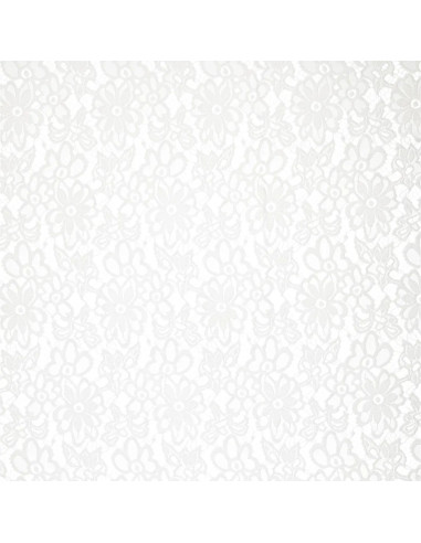 Tecido guipura elástico Bloom - Branco