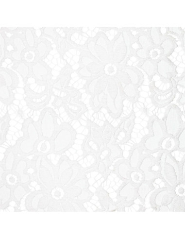 Tecido guipura elástico Bloom - Branco