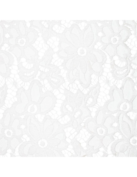 Tecido guipura elástico Bloom - Branco